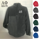 Alpha Phi / Sorority Embroidered Fleece Quarter Zip Pullover Jacket