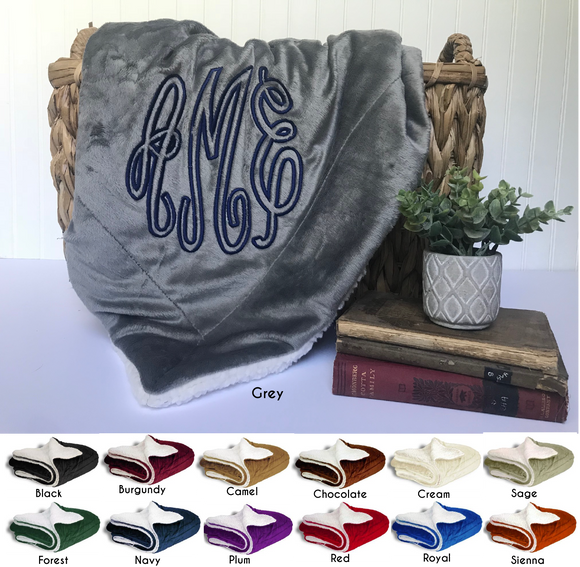Monogrammed sherpa blanket hot sale
