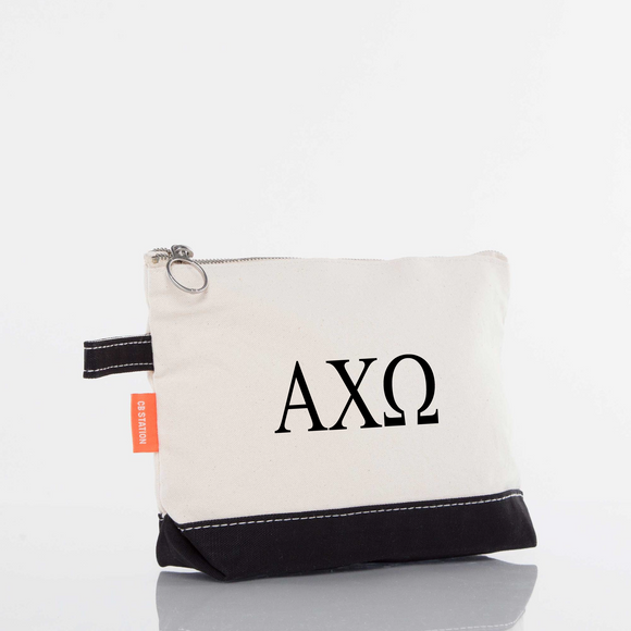 Alpha Chi Omega / Sorority Zippered Canvas Cosmetic Bag