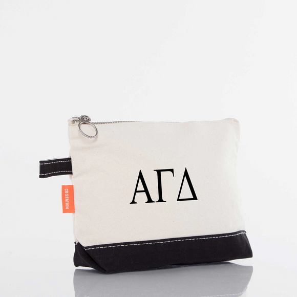 Alpha Gamma Delta / Sorority Zippered Canvas Cosmetic Bag