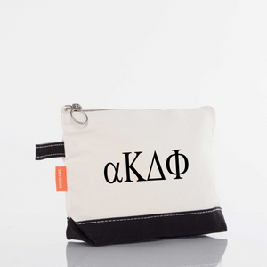 Alpha Kappa Delta Phi / Sorority Zippered Canvas Cosmetic Bag