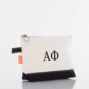 Alpha Phi / Sorority Zippered Canvas Cosmetic Bag