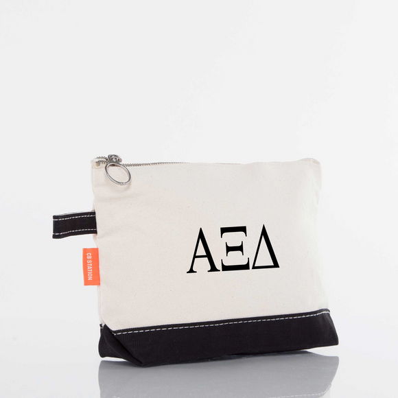 Alpha Xi Delta / Sorority Zippered Canvas Cosmetic Bag