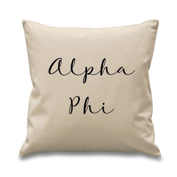 Alpha Phi // Cursive Pillow