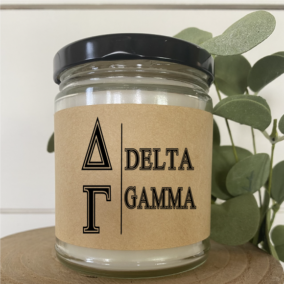 Delta Gamma  // DG  // Sorority 9 oz Hand Poured All Natural Soy Candles // Personalized Option // Choose Your Scent // Greek Letters