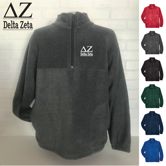 Delta Zeta / Sorority Embroidered Fleece Quarter Zip Pullover Jacket