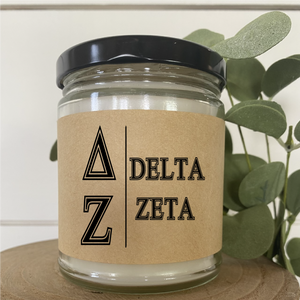 Delta Zeta // DZ // Sorority 9 oz Hand Poured All Natural Soy Candles // Personalized Option // Choose Your Scent // Greek Letters