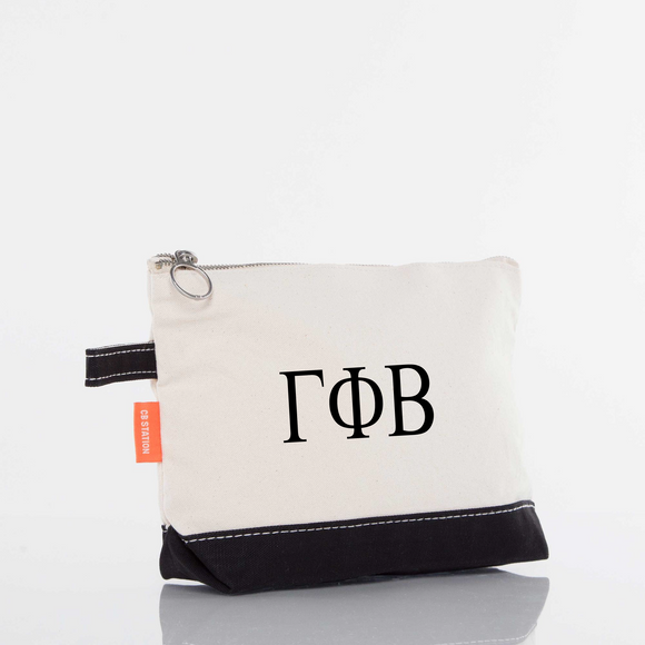 Gamma Phi Beta / Sorority Zippered Canvas Cosmetic Bag