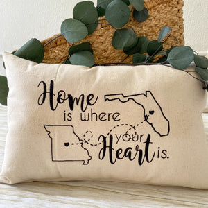 HOME IS WHERE YOUR HEART IS CUSTOM THROW PILLOW