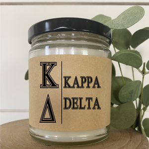 Kappa Delta // Sorority 9 oz Hand Poured All Natural Soy Candles // Personalized Option // Choose Your Scent // Greek Letters