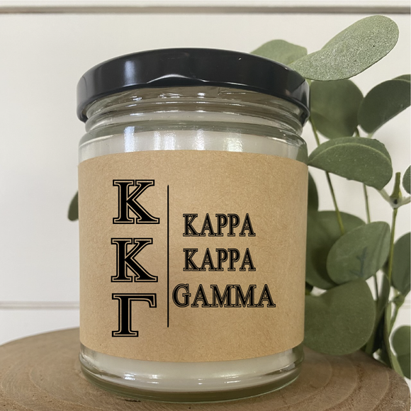 Kappa Kappa Gamma// Sorority 9 oz Hand Poured All Natural Soy Candles // Personalized Option // Choose Your Scent // Greek Letters
