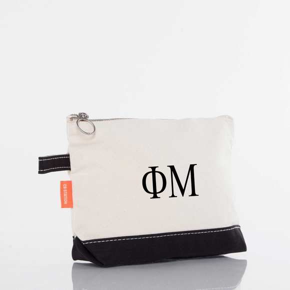 Phi Mu / Sorority Zippered Canvas Cosmetic Bag