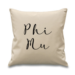 Phi Mu // Cursive Pillow