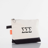 Sigma Sigma Sigma / Sorority Zippered Canvas Cosmetic Bag