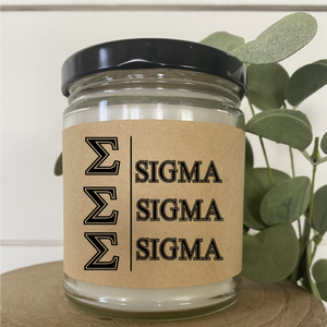 Sigma Sigma Sigma// Sorority 9 oz Hand Poured All Natural Soy Candles // Personalized Option // Choose Your Scent // Greek Letters