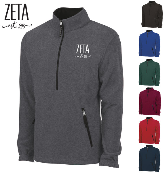 Zeta Tau Alpha / Sorority Embroidered Fleece Quarter Zip Jacket / Charles River