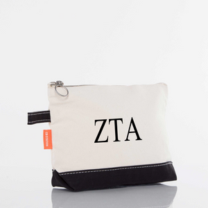 Zeta Tau Alpha / Sorority Zippered Canvas Cosmetic Bag