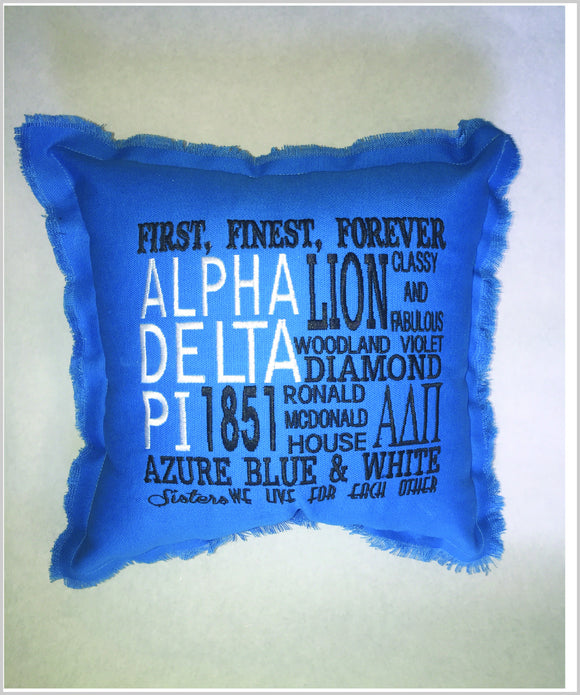 ADPi Embroidered Pillow: Colored