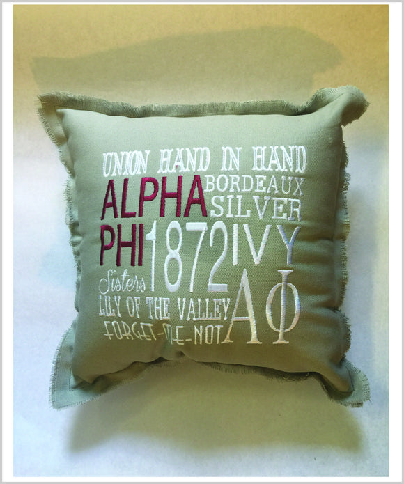 APhi Embroidered Pillow: Colored
