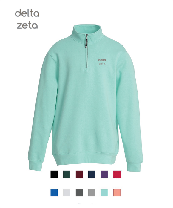 Delta Zeta // Embroidered Charles River Crosswinds Fleece Quarter Zip Jacket