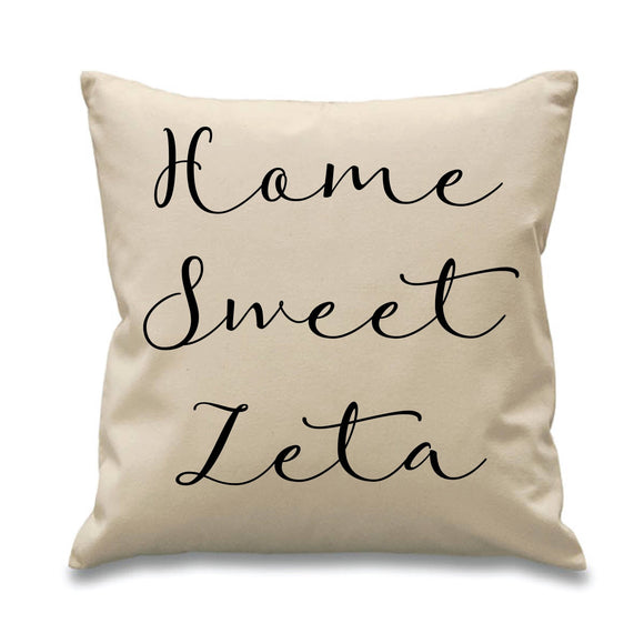 Zeta Tau Alpha // Zeta // Sorority Canvas Pillow // 17x17// Home Sweet Pillow // Sorority and Greek Gift Item// Big Little Gifts