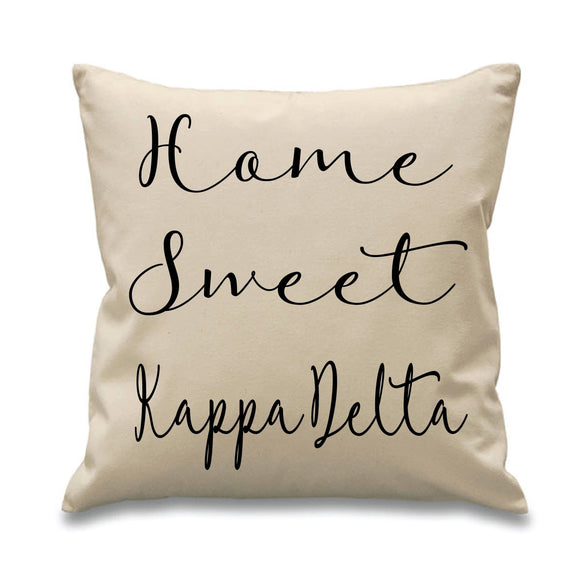Kappa Delta // KD // Sorority Canvas Pillow // 17x17 // Home Sweet Pillow // Sorority and Greek Gift Item// Big Little Gift