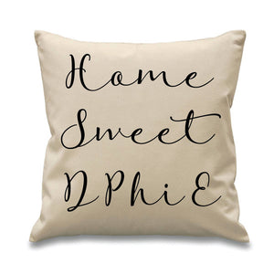 Delta Phi Epsilon // D Phi E // Sorority Canvas Pillow //17x17 // Home Sweet Pillow // Sorority and Greek Gift Item// Big Little Gift