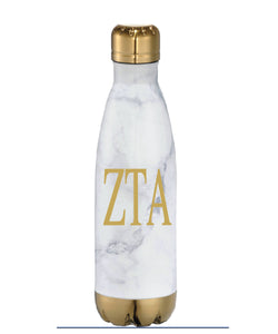 Zeta Tau Alpha // Zeta // Sorority 17 oz. Marble Copper Vacuum Insulated Water Bottle // (Greek Letters)