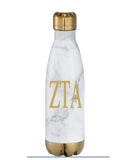 Zeta Tau Alpha // Zeta // Sorority 17 oz. Marble Copper Vacuum Insulated Water Bottle // (Greek Letters)
