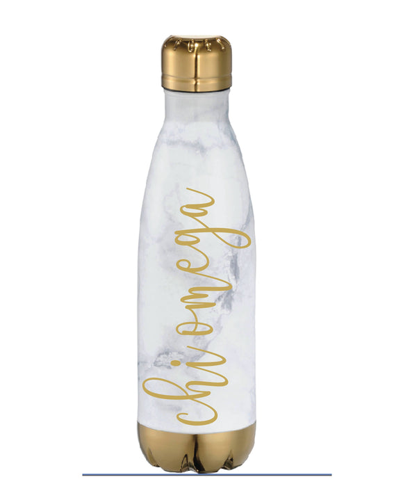 Chi Omega // Chi O // Sorority 17 oz. Marble Copper Vacuum Insulated Water Bottle // (Stea)