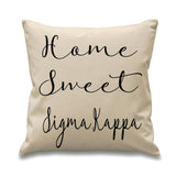 Sigma Kappa // Sig Kap // Sorority Canvas Pillow // 17x17 // Home Sweet Pillow // Sorority and Greek Gift Item// Big Little Gift