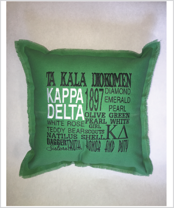 KD Embroidered Pillow: Colored