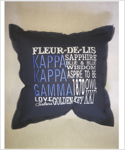 Kappa Embroidered Pillow: Colored