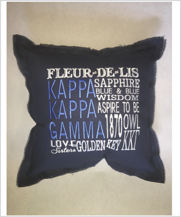 Kappa Embroidered Pillow: Colored