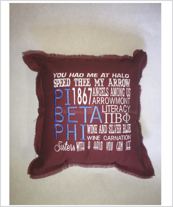 PiPhi  Embroidered Pillow: Colored
