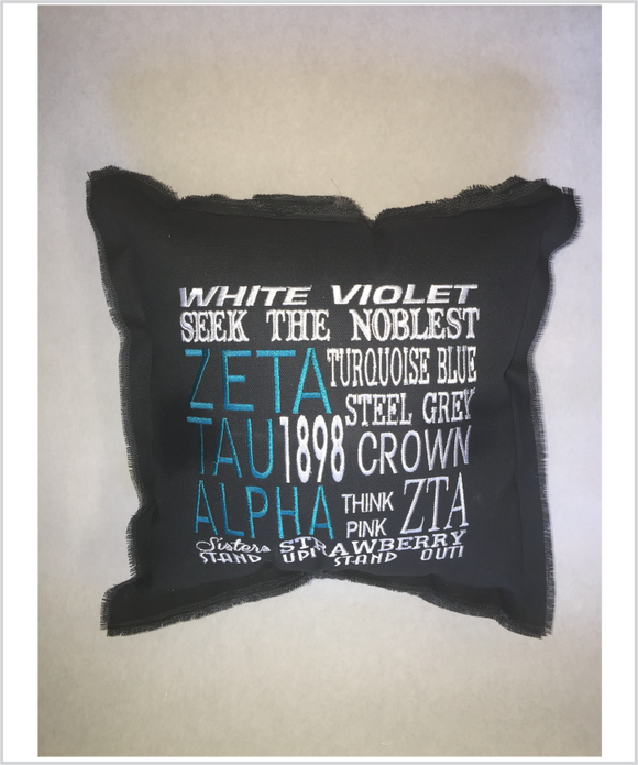 Zeta Embroidered Pillow: Colored